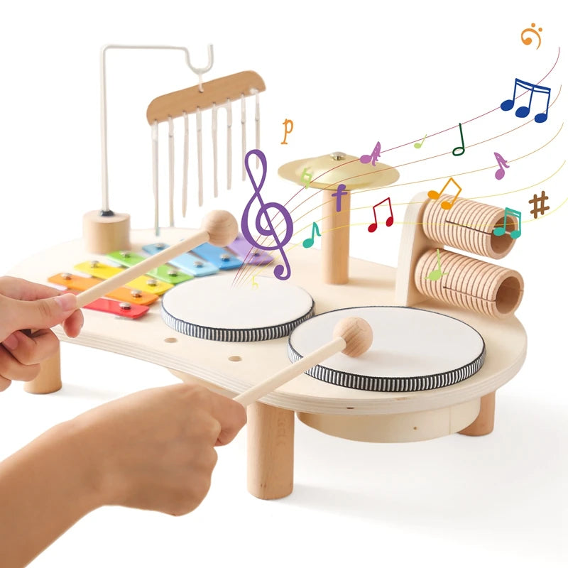 Wooden Rocket 5-in-1 Toy Set - Multifunctional Shape Cognitive Toy and Beaded Montessori Activity for Babies