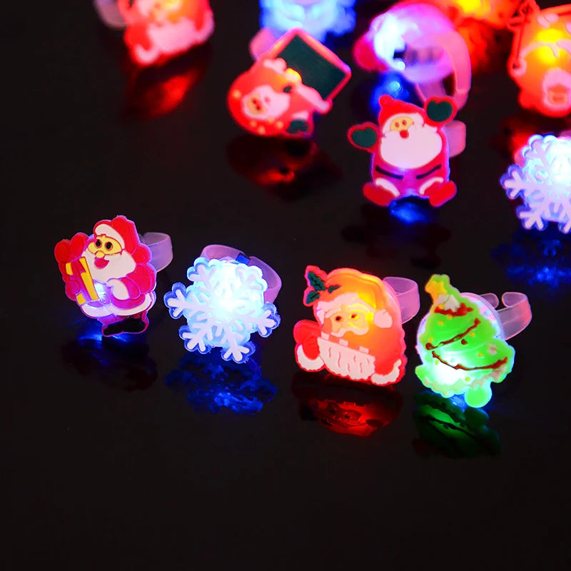 LED Halloween & Christmas Glowing Rings – Pumpkin, Ghost, Skull, Santa & Snowman Party Decorations and Kids’ Gifts