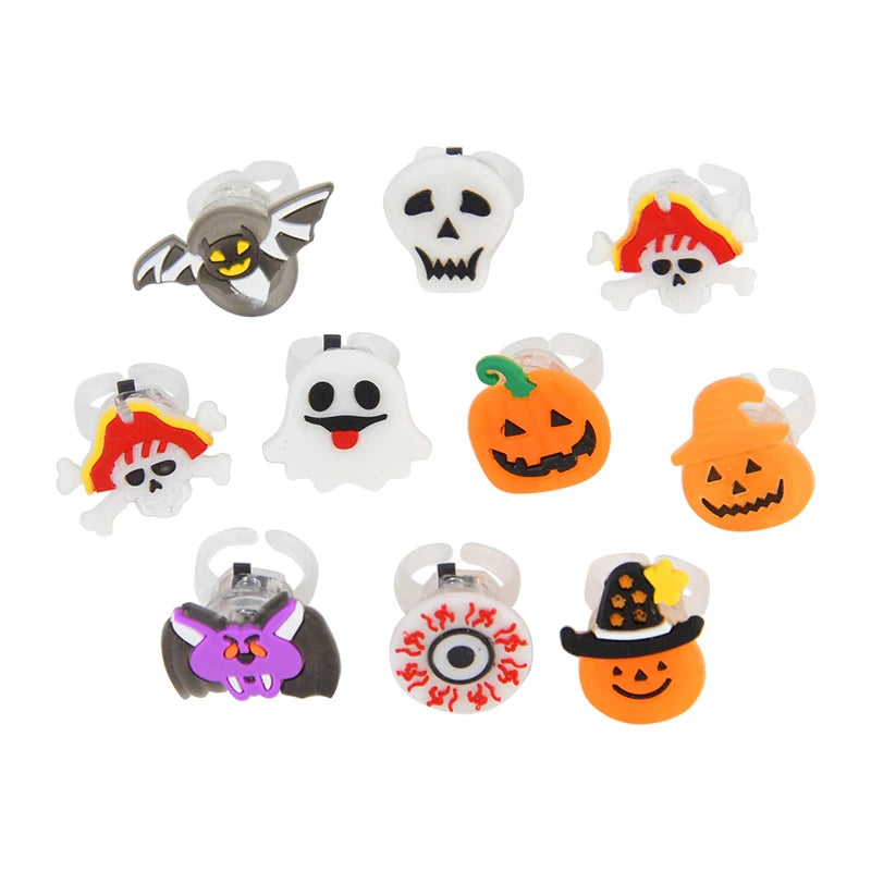 LED Halloween & Christmas Glowing Rings – Pumpkin, Ghost, Skull, Santa & Snowman Party Decorations and Kids’ Gifts