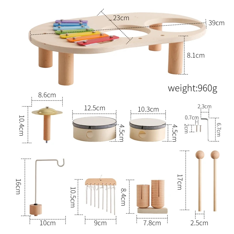 Wooden Rocket 5-in-1 Toy Set - Multifunctional Shape Cognitive Toy and Beaded Montessori Activity for Babies