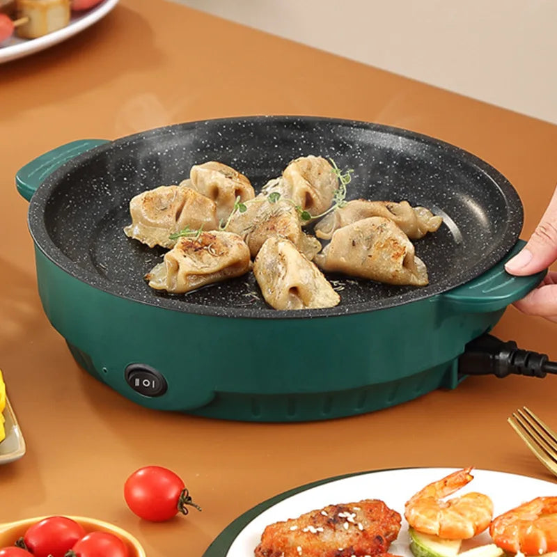 Electric MultiCooker and Frying Pan – 220V Non-Stick Cooking Machine for Barbecue, Fried Steak, Fish, and Omelettes"