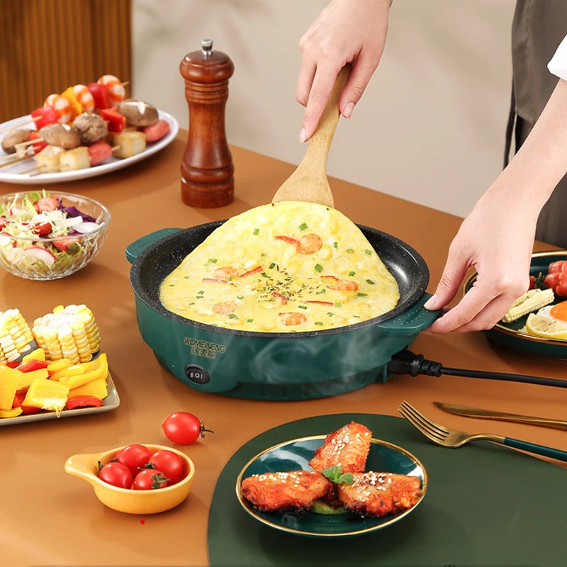 Electric MultiCooker and Frying Pan – 220V Non-Stick Cooking Machine for Barbecue, Fried Steak, Fish, and Omelettes"