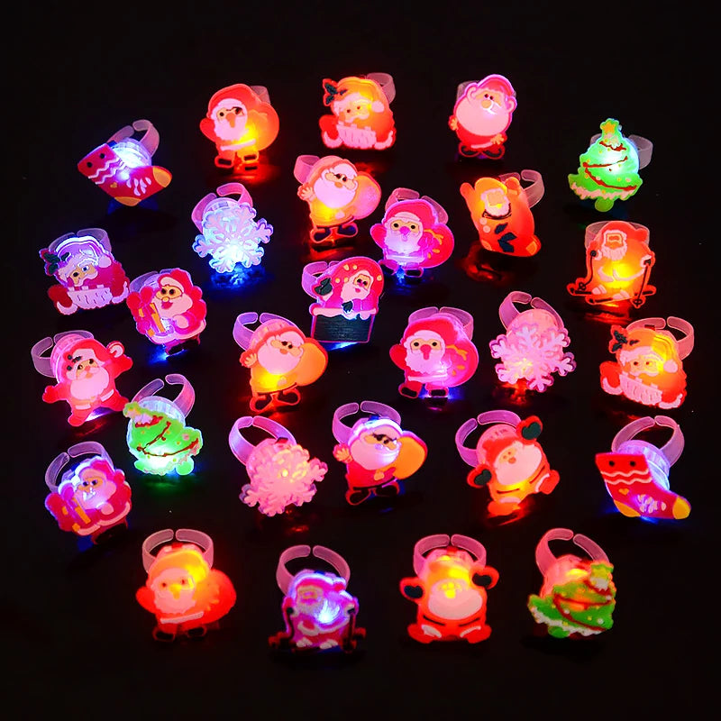 LED Halloween & Christmas Glowing Rings – Pumpkin, Ghost, Skull, Santa & Snowman Party Decorations and Kids’ Gifts