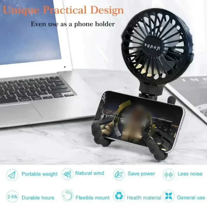 USB Handheld Folding Fan, Outdoor Baby Stroller Handheld Fan, Summer Quiet Small Multifunctional Octopus Mini Fan