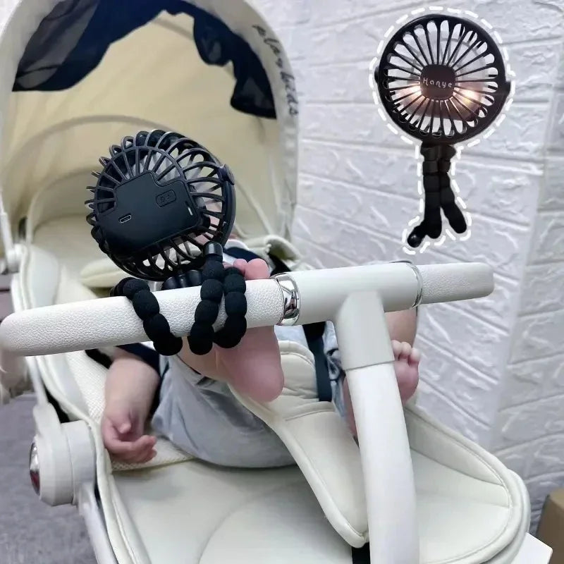 USB Handheld Folding Fan, Outdoor Baby Stroller Handheld Fan, Summer Quiet Small Multifunctional Octopus Mini Fan