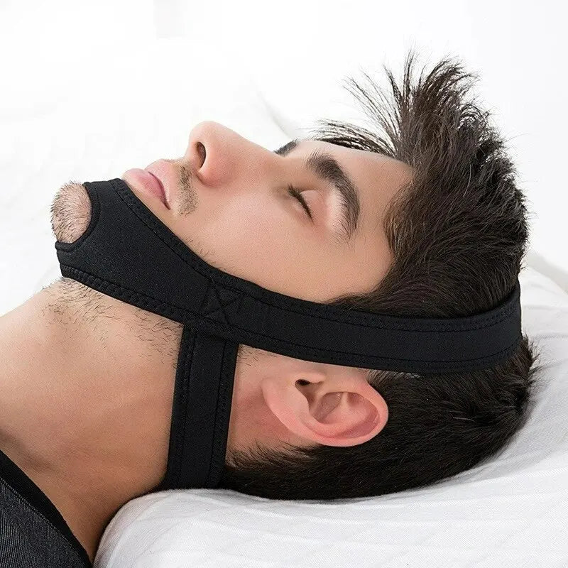 Stop Snoring with Comfort: Black Anti-Snoring Chin Strap for Open Mouth Breathers