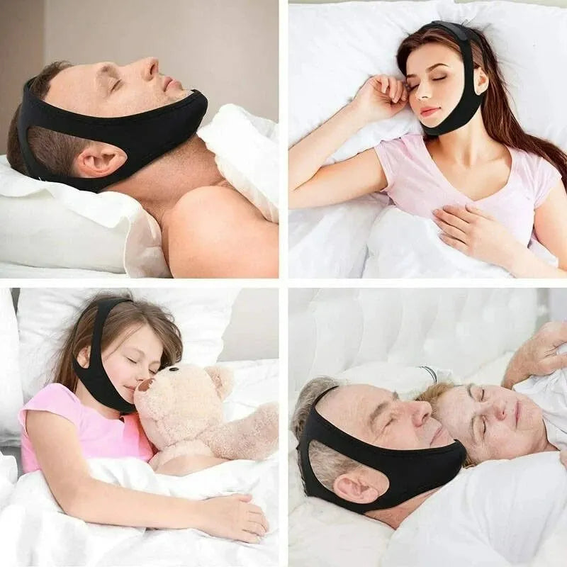 Stop Snoring with Comfort: Black Anti-Snoring Chin Strap for Open Mouth Breathers