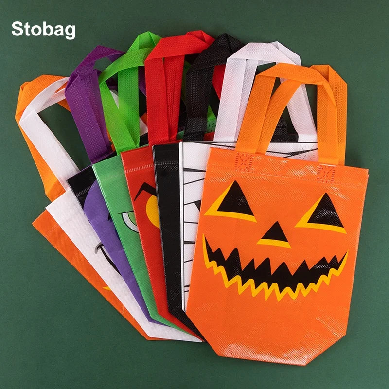 StoBag 24pcs Wholesale Happy Halloween Non-woven Gift Bag Tote Fabric Packaging Kids Storage Pouch Trick or Treat Party Favors drugo zaglavie