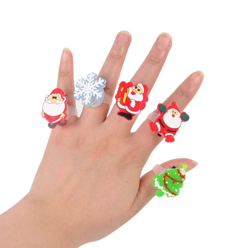 LED Halloween & Christmas Glowing Rings – Pumpkin, Ghost, Skull, Santa & Snowman Party Decorations and Kids’ Gifts