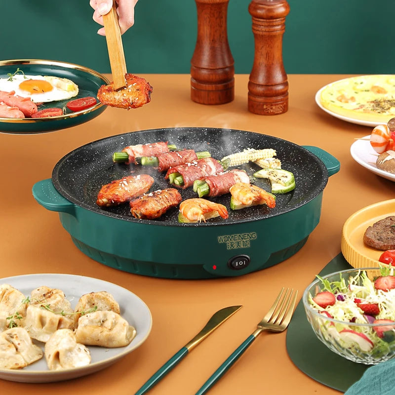 Electric MultiCooker and Frying Pan – 220V Non-Stick Cooking Machine for Barbecue, Fried Steak, Fish, and Omelettes"