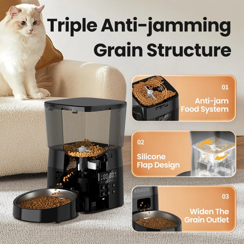 "2L Automatic Feeder for Cats and Dogs with Stainless Steel Bowl – Smart Pet Fresh Food Dispenser and Auto Kibble Dispenser"