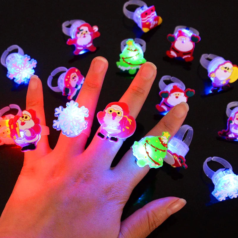 LED Halloween & Christmas Glowing Rings – Pumpkin, Ghost, Skull, Santa & Snowman Party Decorations and Kids’ Gifts