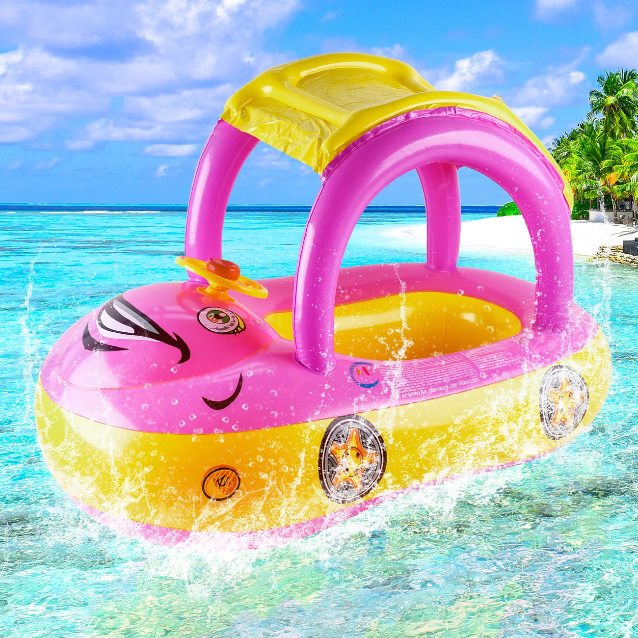 Car-Shaped Toddler Pool Floats: Baby Swimming Ring Beach Toys for Kids Aged 4-6