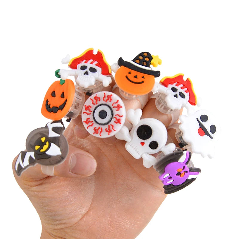 LED Halloween & Christmas Glowing Rings – Pumpkin, Ghost, Skull, Santa & Snowman Party Decorations and Kids’ Gifts