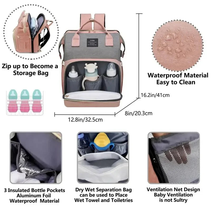 Backpack Diaper Bag for Strollers, Designed for Moms