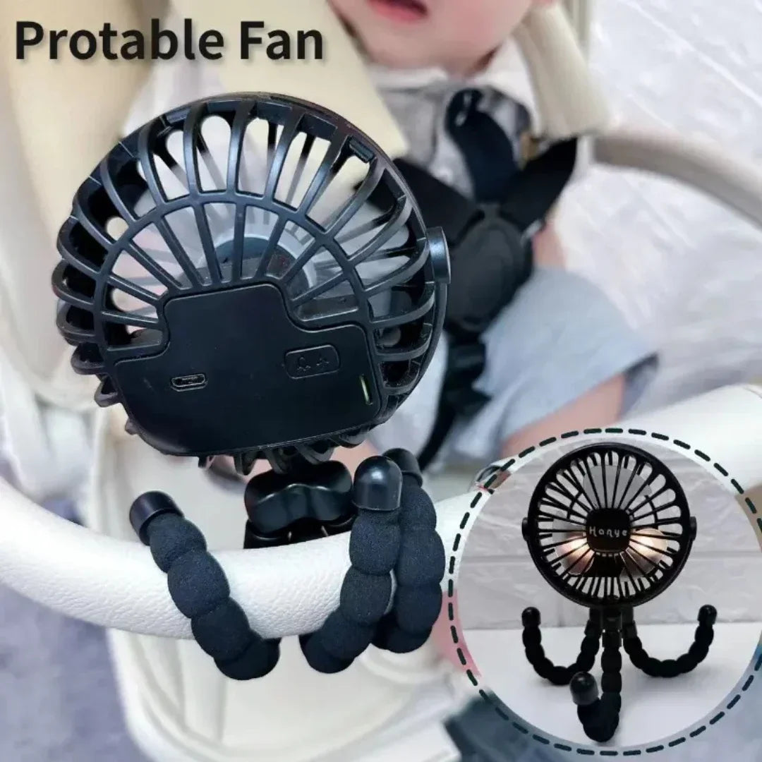 USB Handheld Folding Fan, Outdoor Baby Stroller Handheld Fan, Summer Quiet Small Multifunctional Octopus Mini Fan