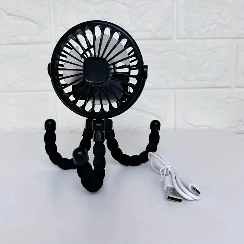 USB Handheld Folding Fan, Outdoor Baby Stroller Handheld Fan, Summer Quiet Small Multifunctional Octopus Mini Fan