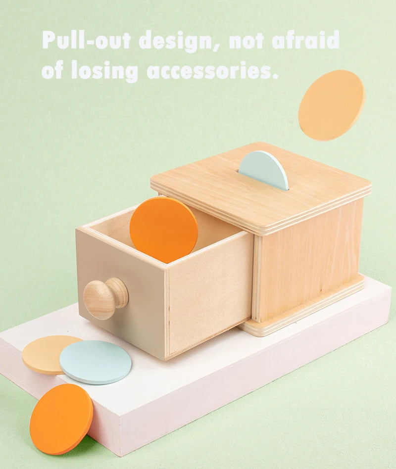 Montessori Infant Wooden Toys - Coin Ball, Busy Drum, and Color Shape Cognition Matching Set for Early Education