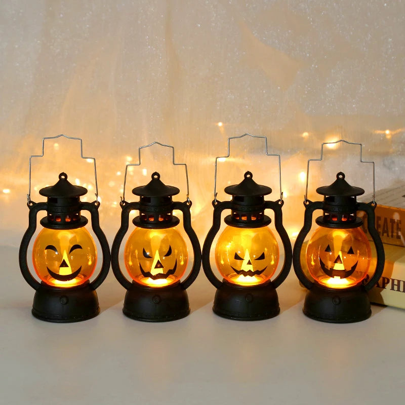 Halloween Pumpkin Luminous Ornaments Festive Atmosphere Decorative Crafts Creative Pumpkin Lamp Ornaments Home Decorations