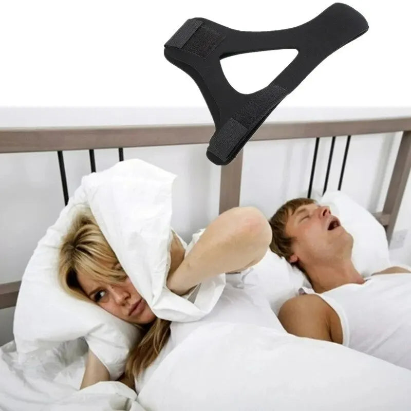 Stop Snoring with Comfort: Black Anti-Snoring Chin Strap for Open Mouth Breathers