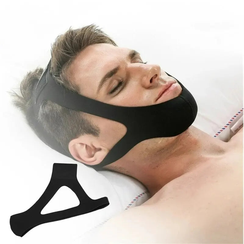 Stop Snoring with Comfort: Black Anti-Snoring Chin Strap for Open Mouth Breathers