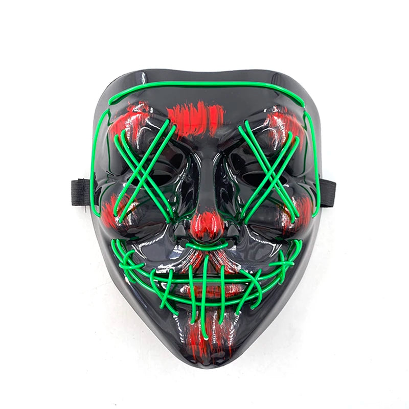 Wireless LED Glowing Purge Mask – Scary Neon Light-Up Cosplay and Halloween Party Costume Accessory