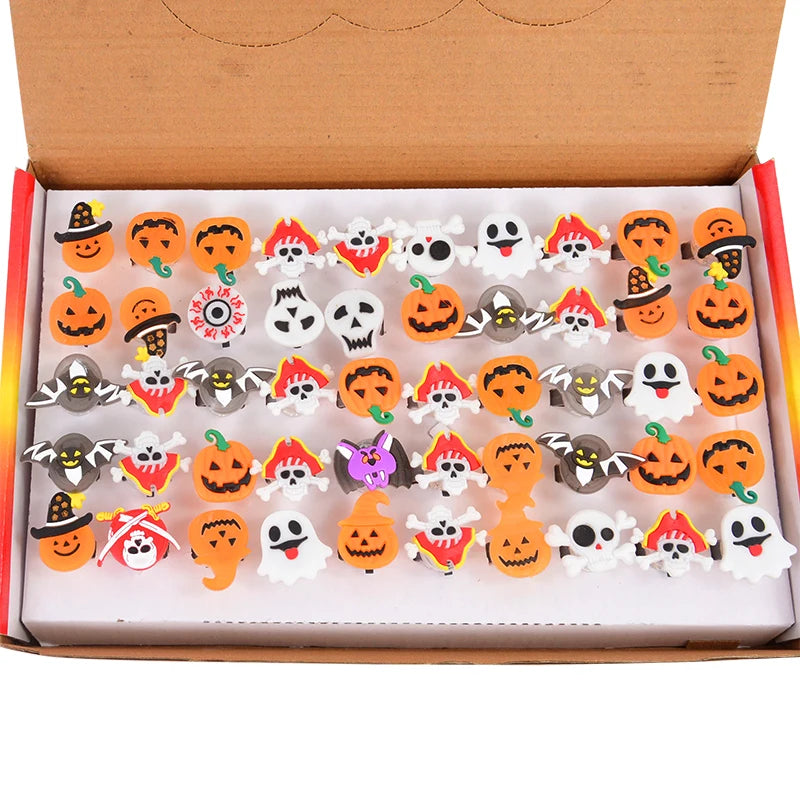 LED Halloween & Christmas Glowing Rings – Pumpkin, Ghost, Skull, Santa & Snowman Party Decorations and Kids’ Gifts