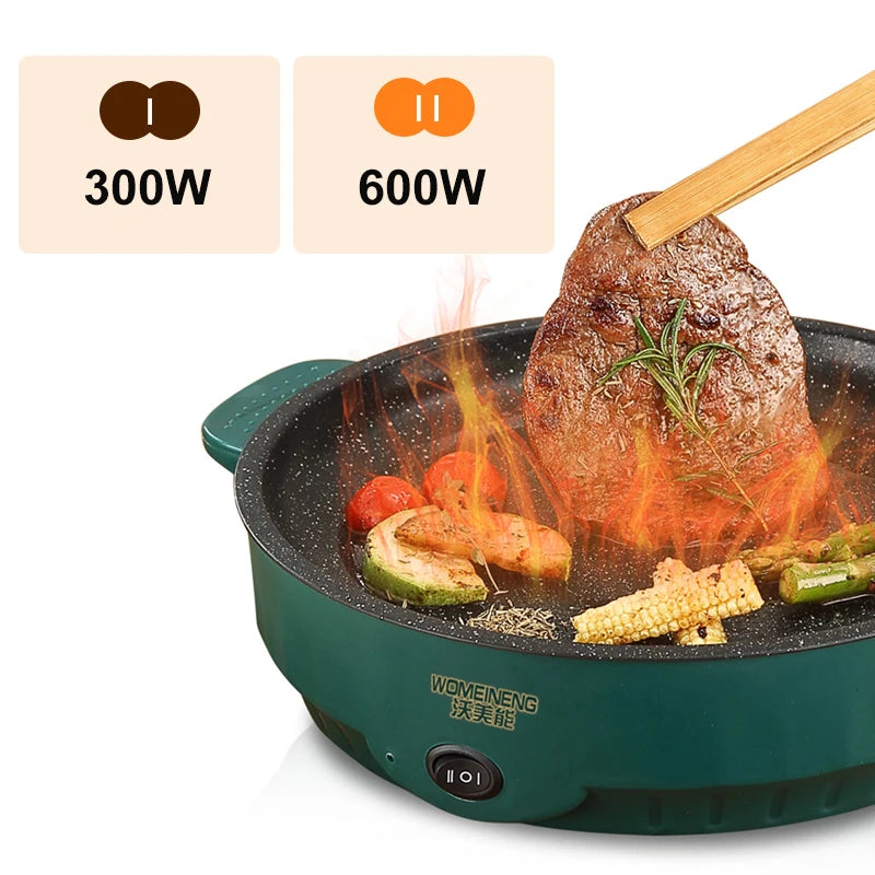 Electric MultiCooker and Frying Pan – 220V Non-Stick Cooking Machine for Barbecue, Fried Steak, Fish, and Omelettes"