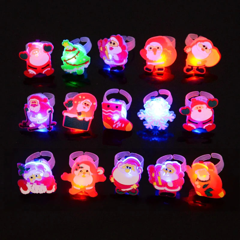 LED Halloween & Christmas Glowing Rings – Pumpkin, Ghost, Skull, Santa & Snowman Party Decorations and Kids’ Gifts