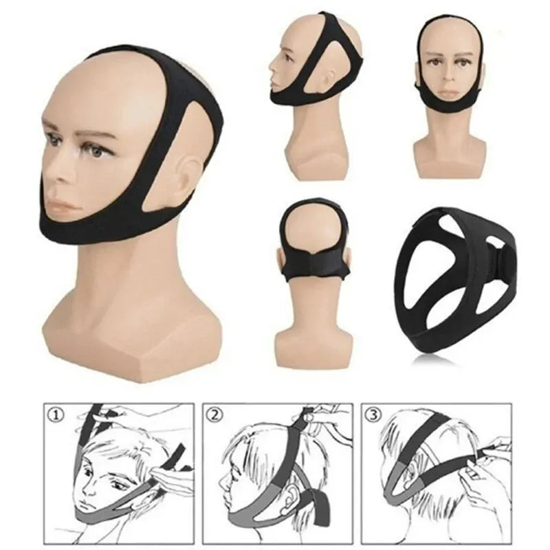 Stop Snoring with Comfort: Black Anti-Snoring Chin Strap for Open Mouth Breathers